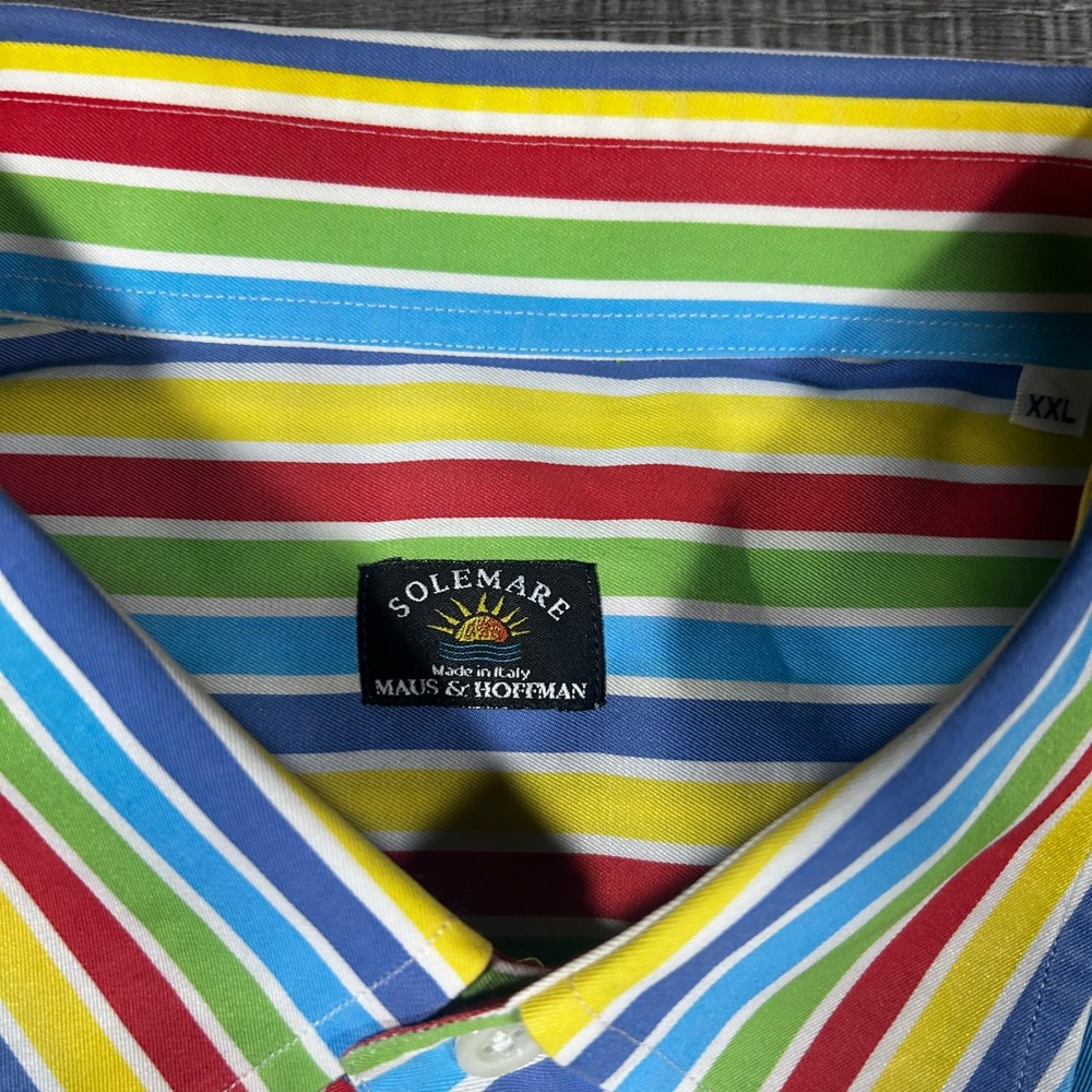Solemare Maus & Hoffman Mens XXL Button Down Shirt Multi Color Stripe Italy 0380 - Picture 2 of 7